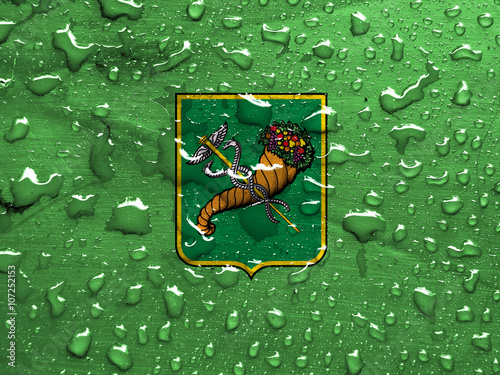 flag of Kharkiv with rain drops photo