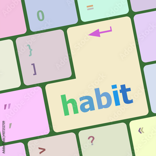 habit word on computer pc keyboard key vector illustration