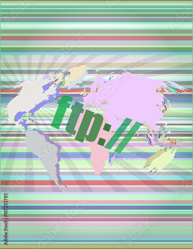 ftp word on digital screen, global communication concept vector illustration