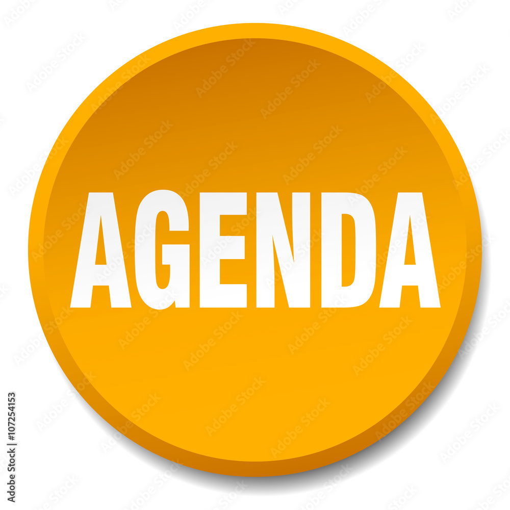 agenda orange round flat isolated push button agenda orange round flat isolated push button