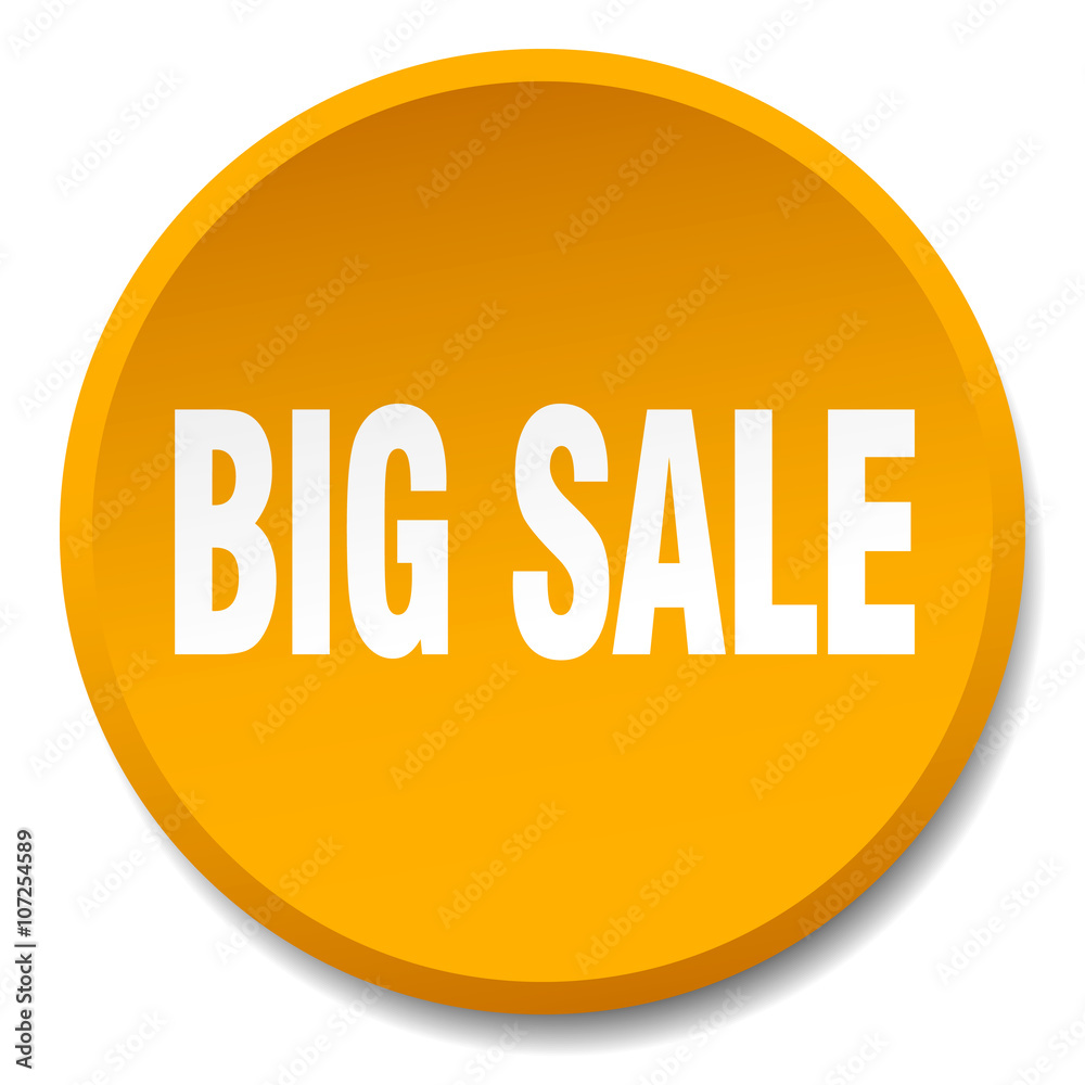 big sale orange round flat isolated push button big sale orange round flat isolated push button