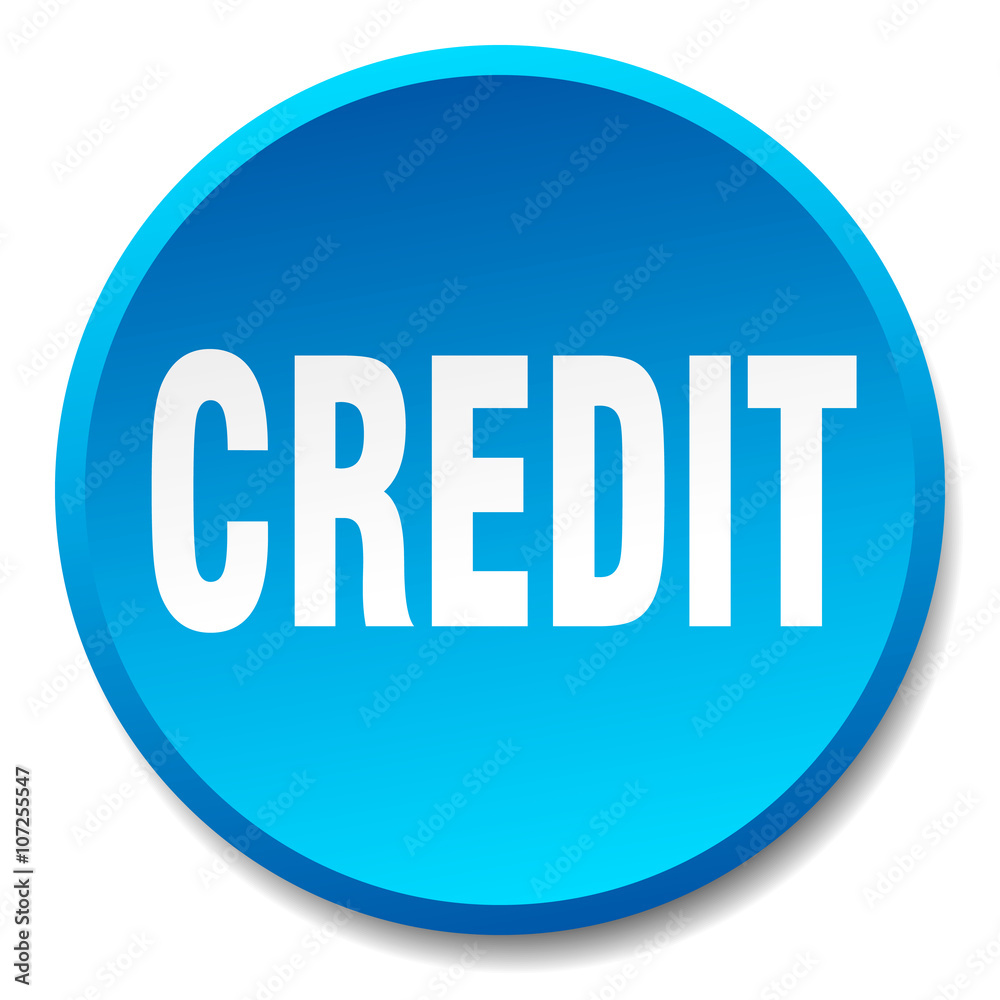 credit blue round flat isolated push button credit blue round flat isolated push button