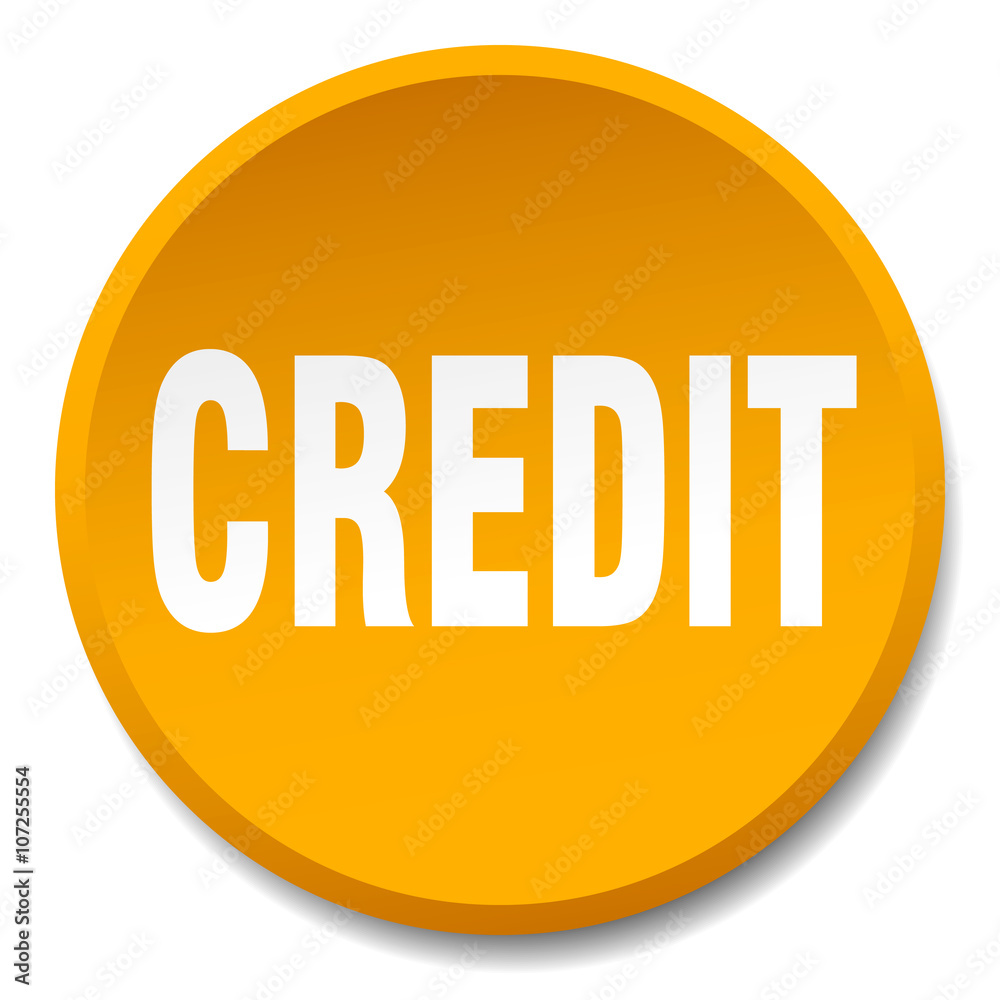 credit orange round flat isolated push button credit orange round flat isolated push button