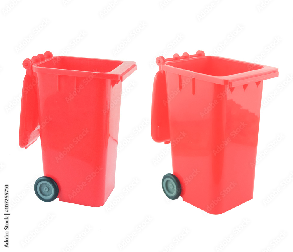open red bin on white background open red bin on white background