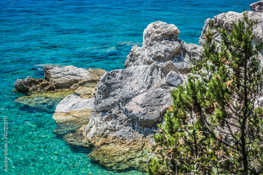 Adriatic sea and coast, Croatia. / Croatia has clean blue sea called Adriatic sea, summer time in Peljesac.