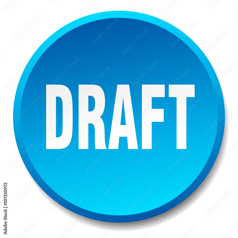 draft blue round flat isolated push button draft blue round flat isolated push button