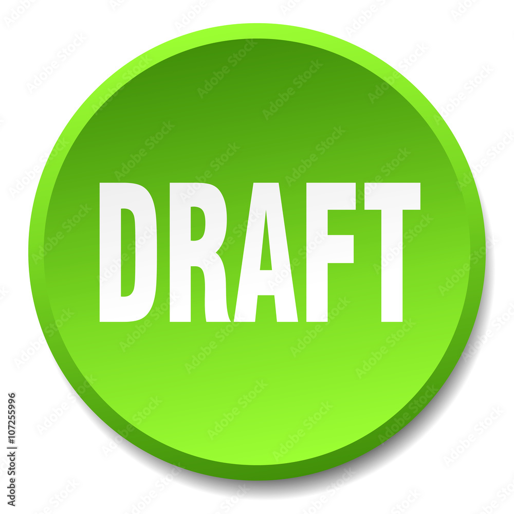 draft green round flat isolated push button draft green round flat isolated push button