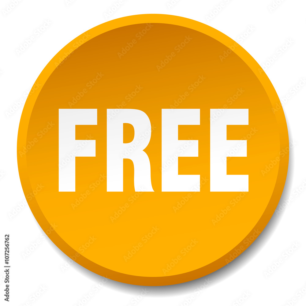 free orange round flat isolated push button free orange round flat isolated push button