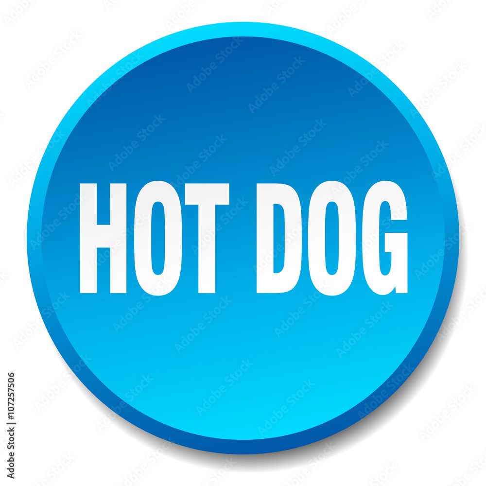hot dog blue round flat isolated push button hot dog blue round flat isolated push button