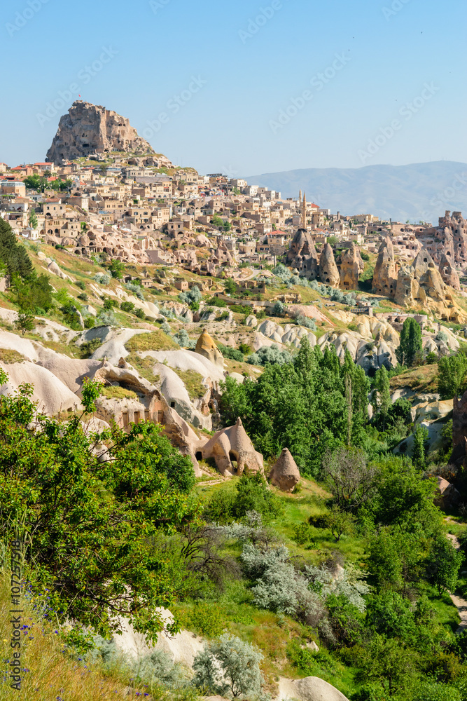 Colourful rock formations in Cappadocia, Turkey