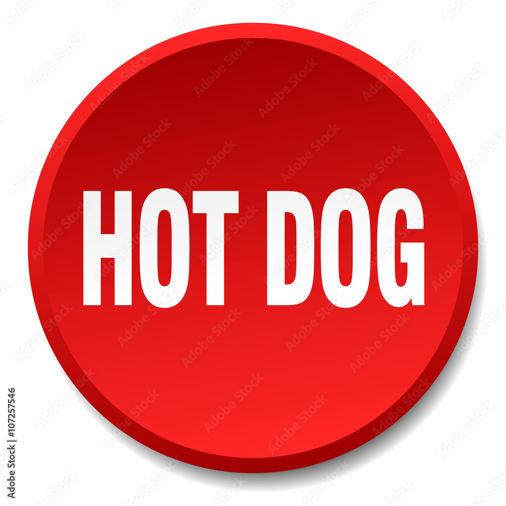 hot dog red round flat isolated push button hot dog red round flat isolated push button