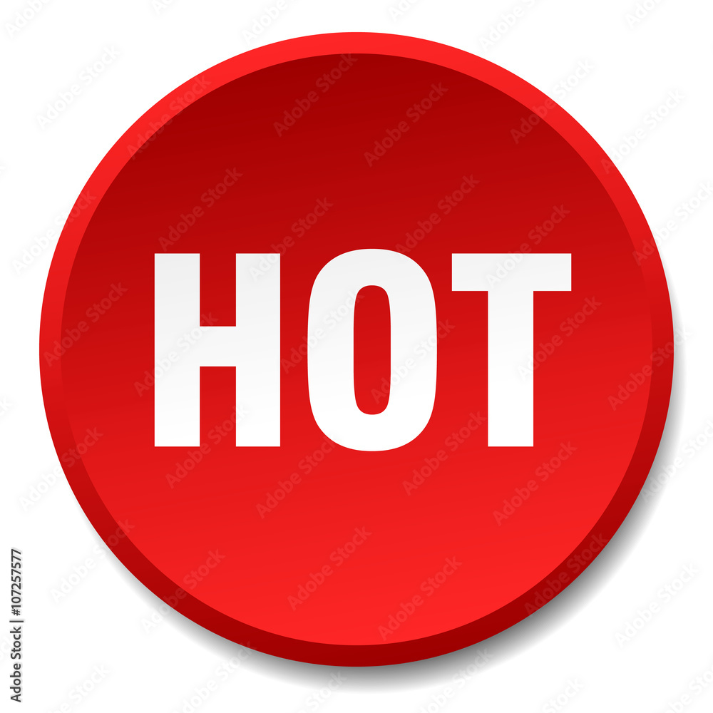 hot red round flat isolated push button hot red round flat isolated push button