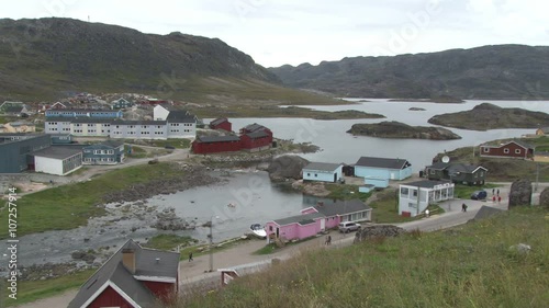 General view of Qaqortoq in Greenland with Saviours Church in the foreground photo