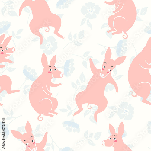 Funny pigs. seamless pattern