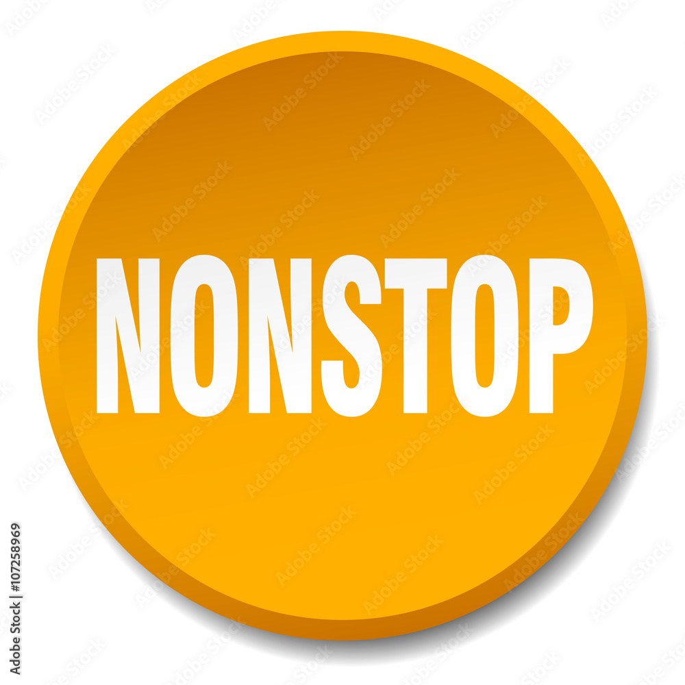 nonstop orange round flat isolated push button nonstop orange round flat isolated push button
