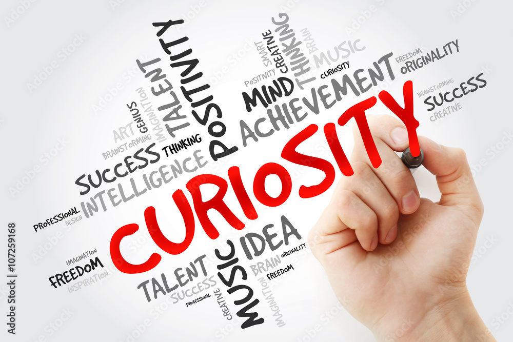 Hand writing Curiosity with marker, word cloud concept Hand writing Curiosity with marker, word cloud concept