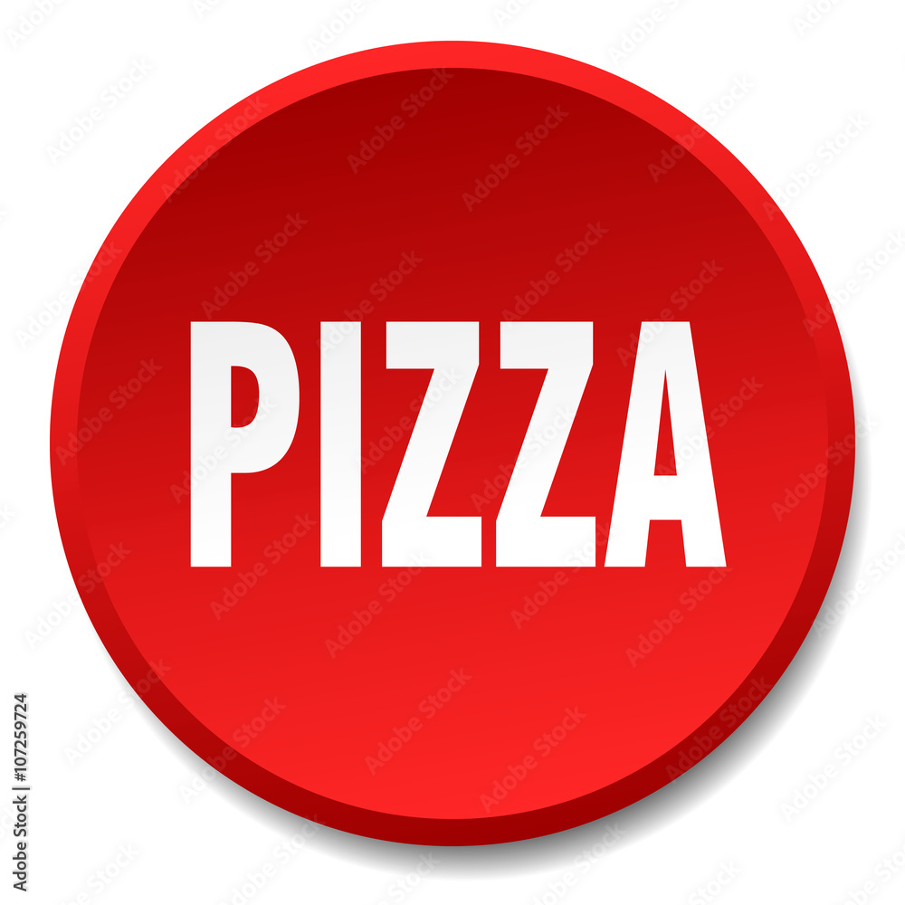 pizza red round flat isolated push button