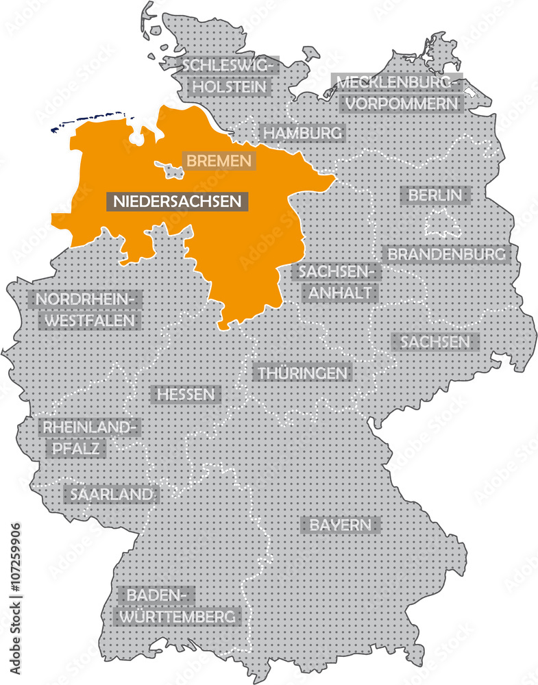 Deutschlandkarte - Niedersachsen Stock Illustration | Adobe Stock