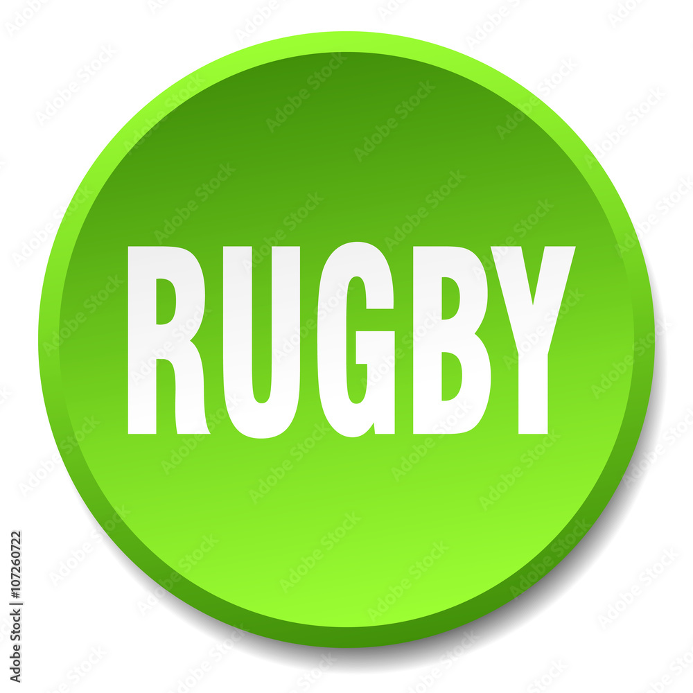 rugby green round flat isolated push button rugby green round flat isolated push button