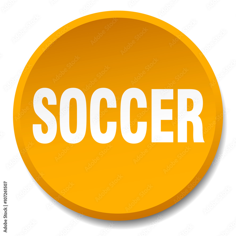 soccer orange round flat isolated push button soccer orange round flat isolated push button