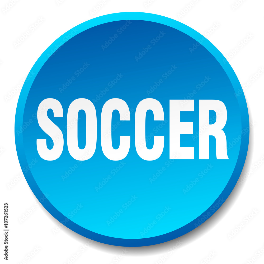 soccer blue round flat isolated push button soccer blue round flat isolated push button