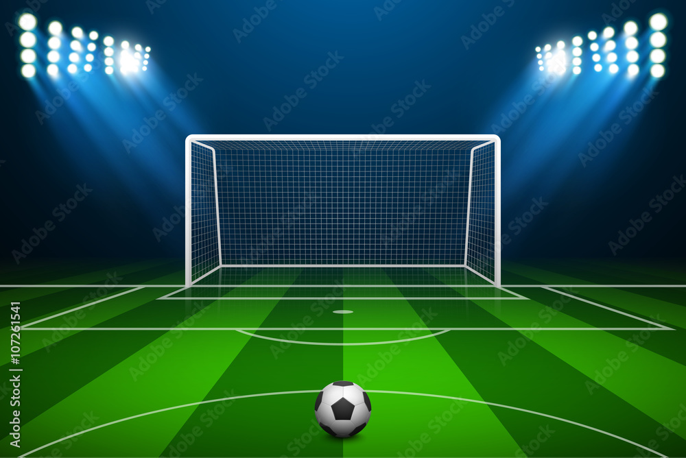 Fototapeta premium Vector illustration of Soccer goal and ball.