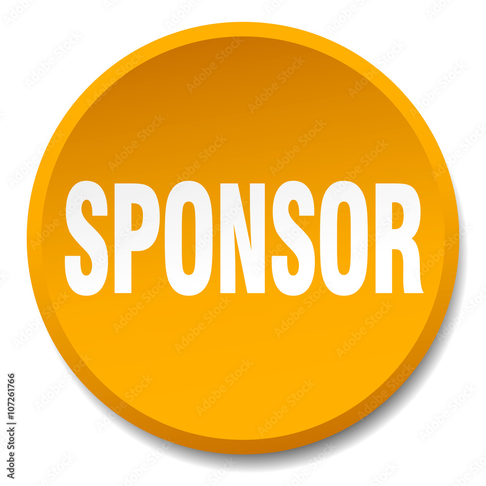 sponsor orange round flat isolated push button sponsor orange round flat isolated push button