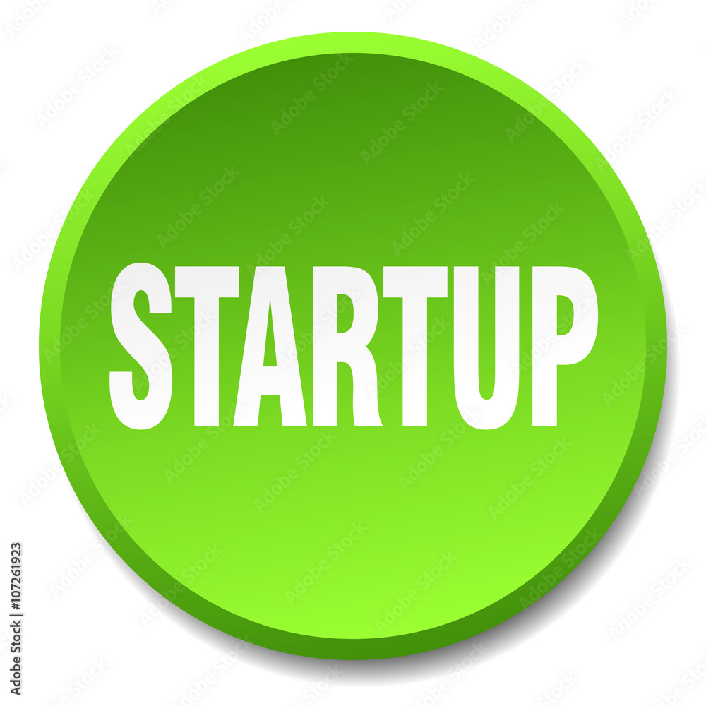 startup green round flat isolated push button startup green round flat isolated push button