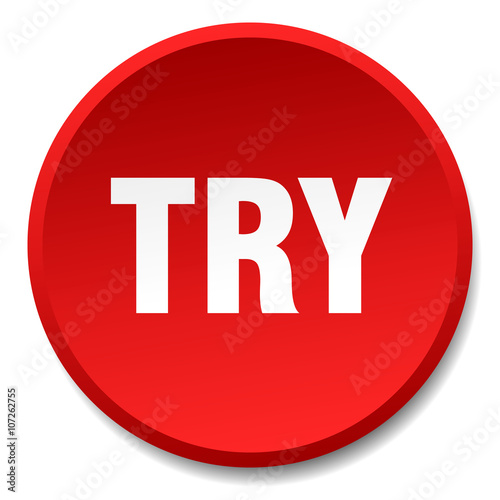 try red round flat isolated push button