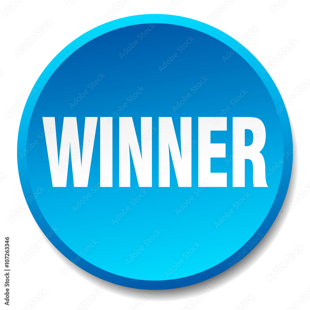 winner blue round flat isolated push button winner blue round flat isolated push button