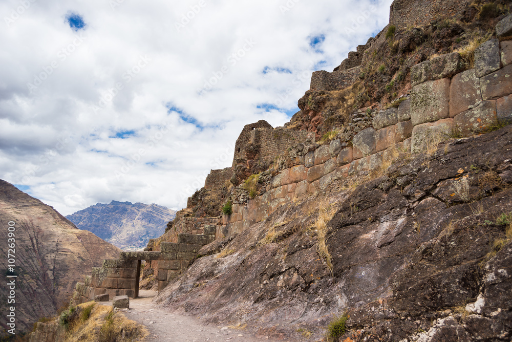 Inca ruins and walls in Pisac, Sacred Valley, Peru Inca ruins and walls in Pisac, Sacred Valley, Peru