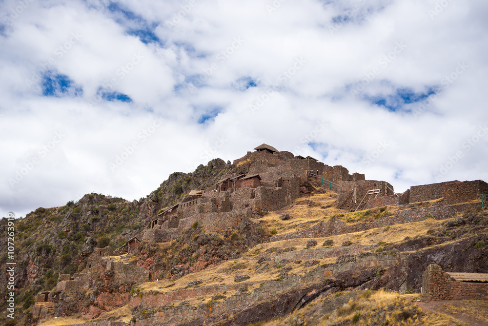 Inca ruins and buildings in Pisac, Sacred Valley, Peru