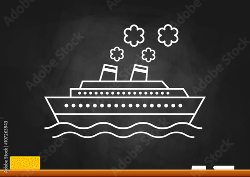 Passenger ship drawing on blackboard