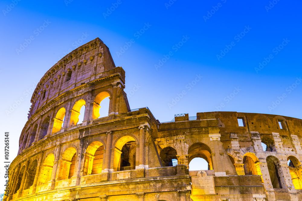 The Close up view of Colosseum in Rome, Italy