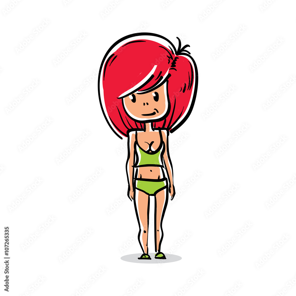 Vector full-length portrait of sexy woman, cartoon personality Vector full-length portrait of sexy woman, cartoon personality