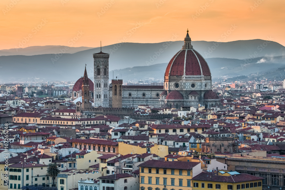 Sunset at the Duomo Florence in Italy