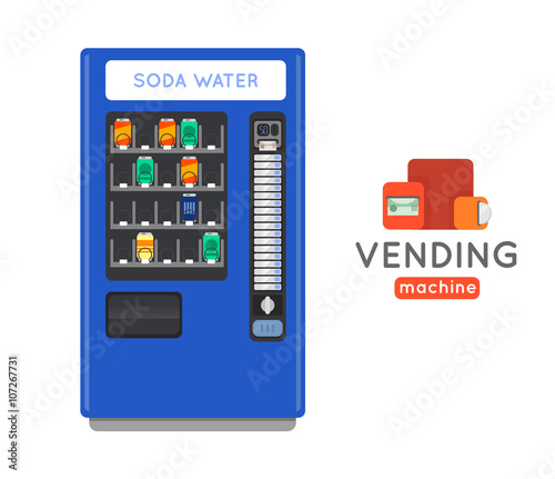 Vending machine vector set. Sell snacks and soda drinks vending