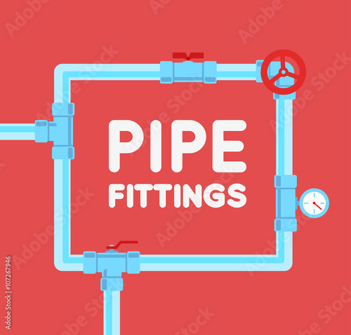 Pipe fitting vector set. Pipeline vector illustration. Pipe fitt