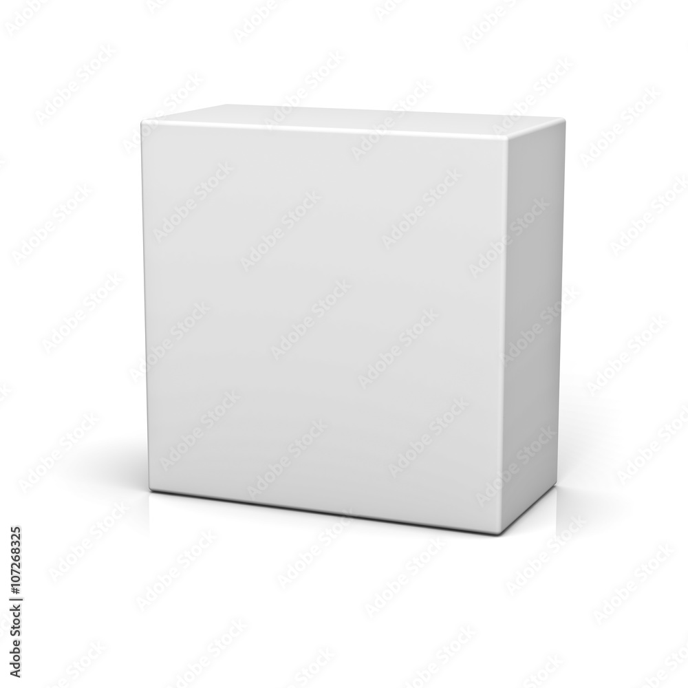 Blank box or button isolated over white background with reflection Blank box or button isolated over white background with reflection