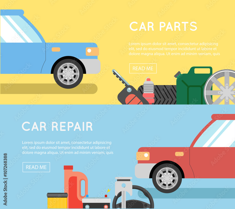 Naklejka premium Car parts vector set. Car service vector icon set. Car parts sho