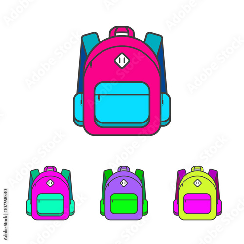 School bag vector illustration. Colorful school bag vector icon.