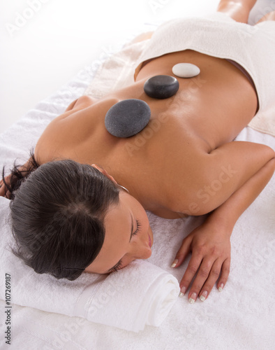 Young woman getting spa procedures.