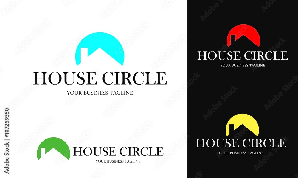 Search House Circle Vector Logo with Industry Search House Circle Vector Logo with Industry