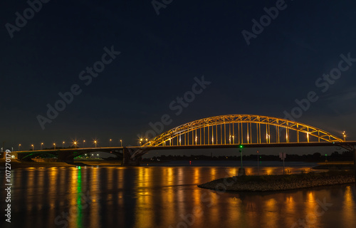 Beautiful Waal bridge light up at night