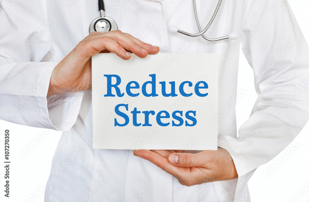 Reduce Stress card in hands of Medical Doctor Reduce Stress card in hands of Medical Doctor