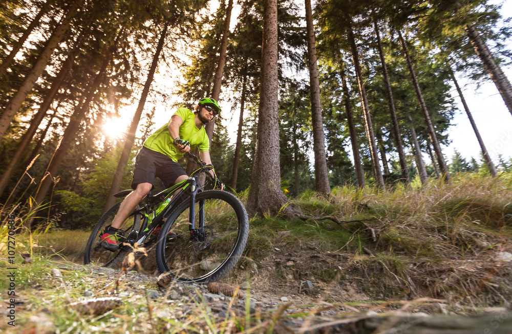 Naklejka premium Rider in action at Mountain Bike