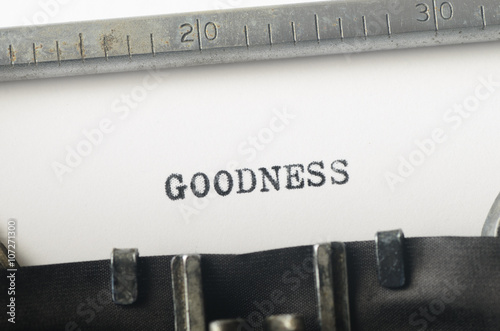  word goodness typed on  typewriter