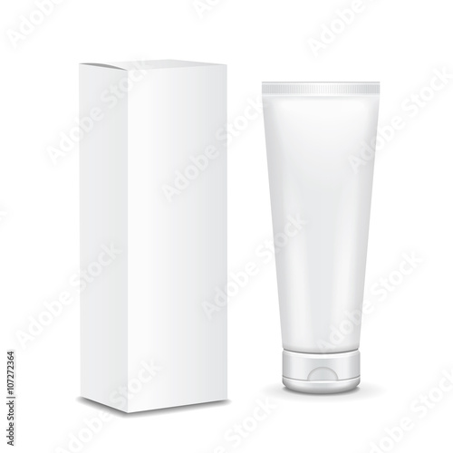 Realistic tube and package. Packing blank cosmetics  isolated 