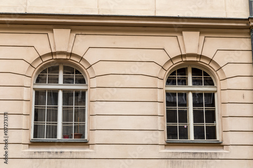 view of the window of the old building in Prague