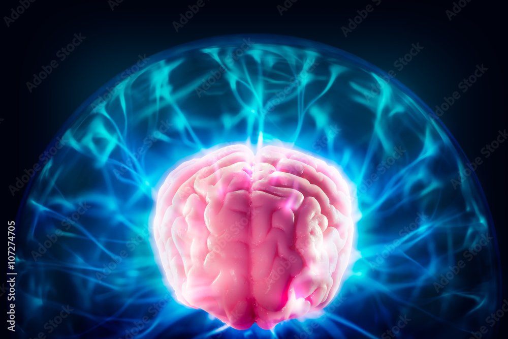Brain power concept with abstract light rays Brain power concept with abstract light rays